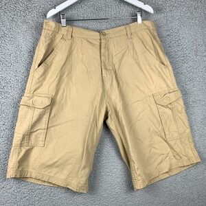 VTG Miskeen Cargo Shorts Khaki Ripstop Long Size 40 Men's (38 Actual) *TEAR READ